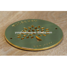 gold round custom metal label for handbags and jeans leather label